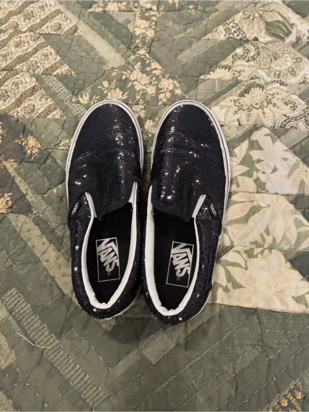 Vans Black Sequin Slip-On Sneakers